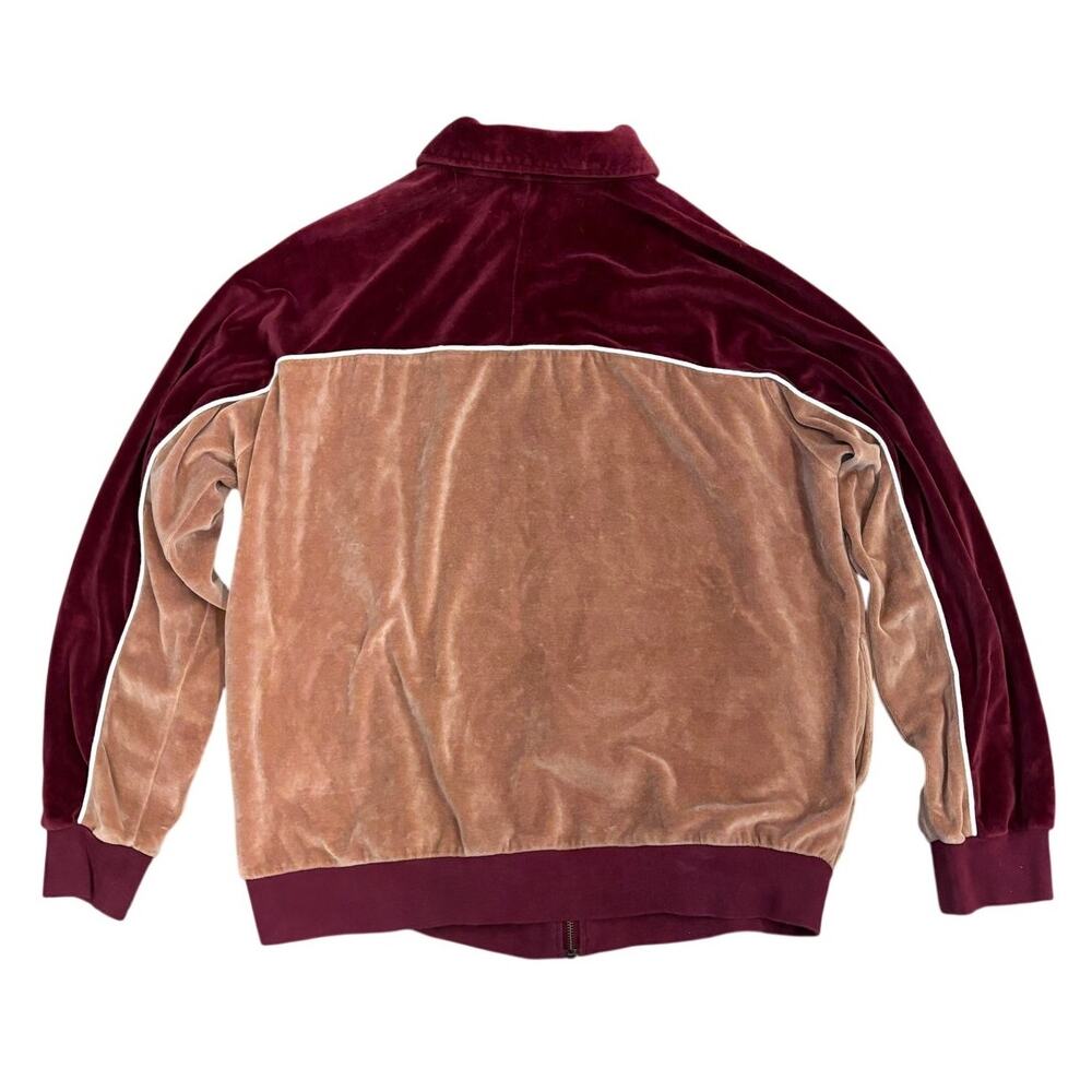 Vtg John Blair Mens Velour Track Suit Size XLG 2-Pc Jacket Pants Red Brown - Picture 3 of 15